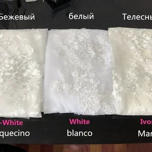 1 Schicht Brautschleier mit Kamm, volle Spitzenkante, Schneiden von Makieren, abgeschnitten, elegant, elfenbeinhaut, personalisiert, 300 cm 12 Hauptverkäufe Mantilha - №12