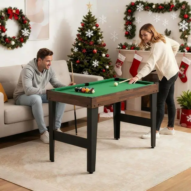 Juego de Mesa de Juegos Combinados 10 en 1, Mesa Multijuegos de 50 Pulgadas con Futbolín - Marrón