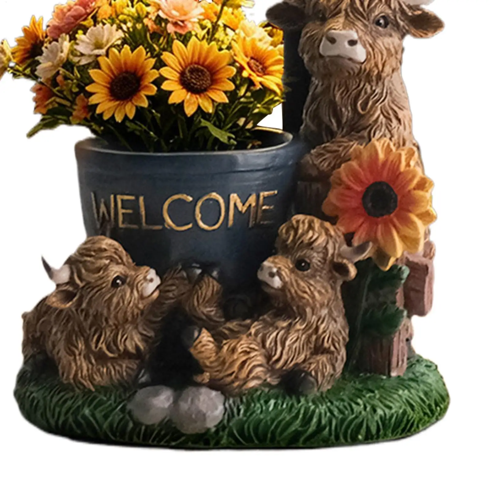 Solar Garden Animals Decorative Resin Cow Figurine Lighting Light Up Cow Sculpture For Lawn Balcony Porch Patio Farmhouse Home - view 4