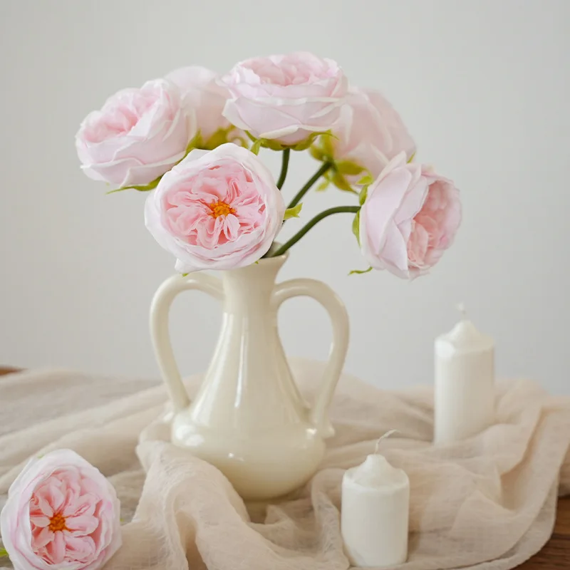 7Pcs Moisturizing Realistic Rose Artificial Flowers Real Touch Roses Wedding Decor Bridal Bouquet Home Party Floral Arrangement