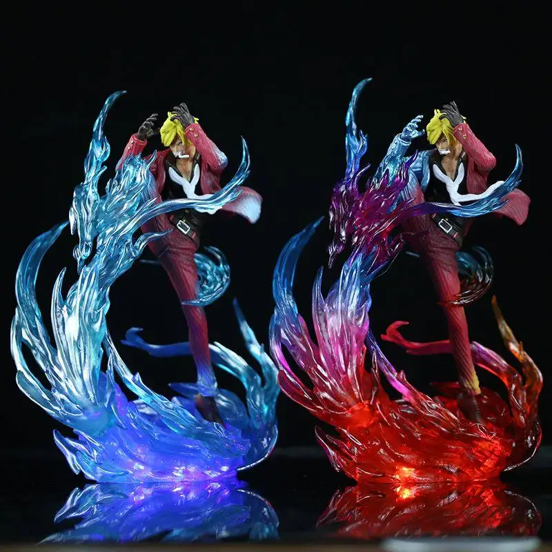 One Piece Statue Anime Figure Jacksdo Devil Wind Leg Vinsmoke Sanji Luminous Figure Collection Model Desktop Decoration Gift