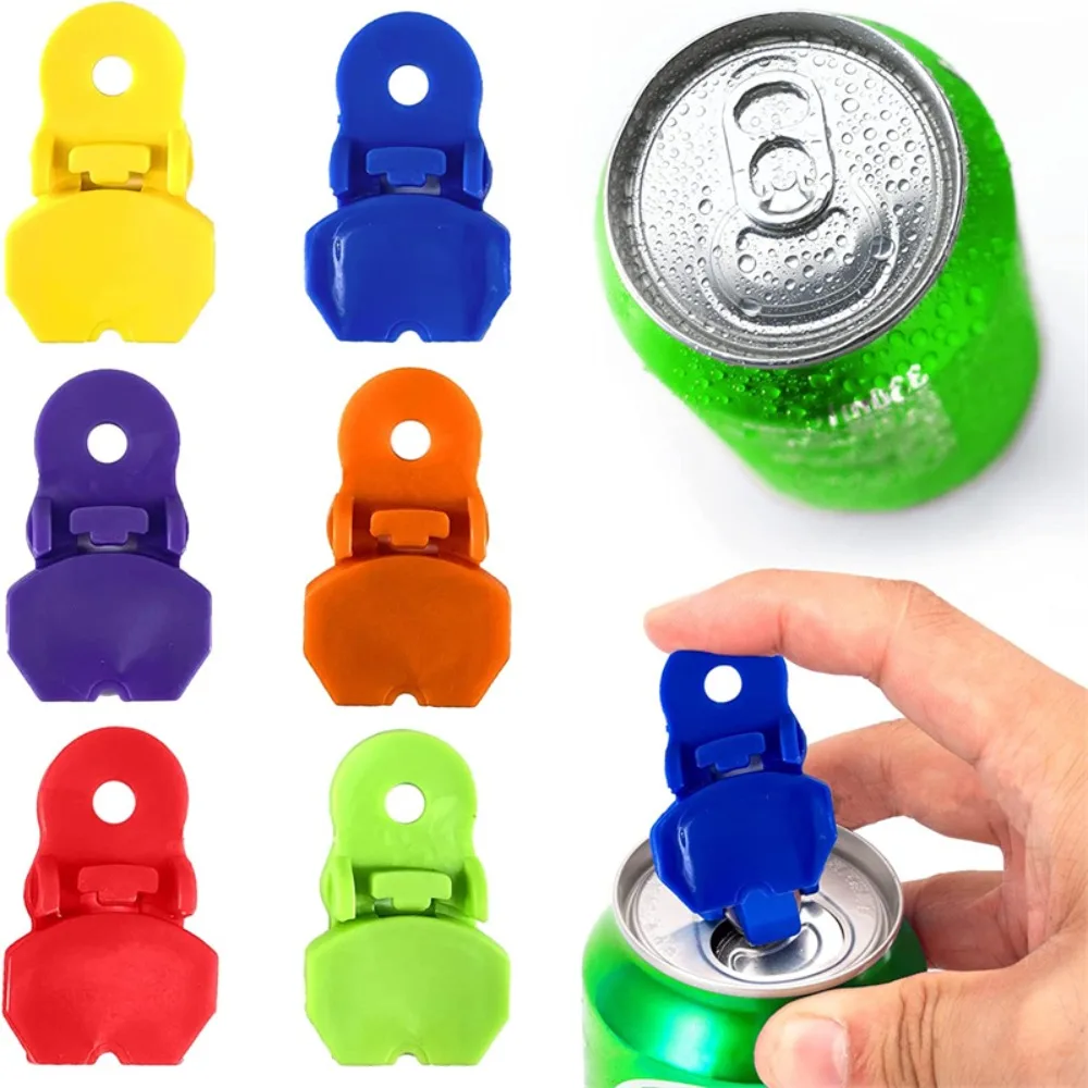 

6pcs Plastic Beverage Drink Opener Multicolor with Hole Can Opener Anti-injury Hands Dust Proof Plastic Drink Opener