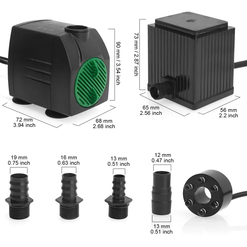 Submersible Water Pump for Aquarium Fish Tank Quiet Outdoor Desktop Fountain 3.1ft Head Lift with 6ft Power Cord Boxed Pack