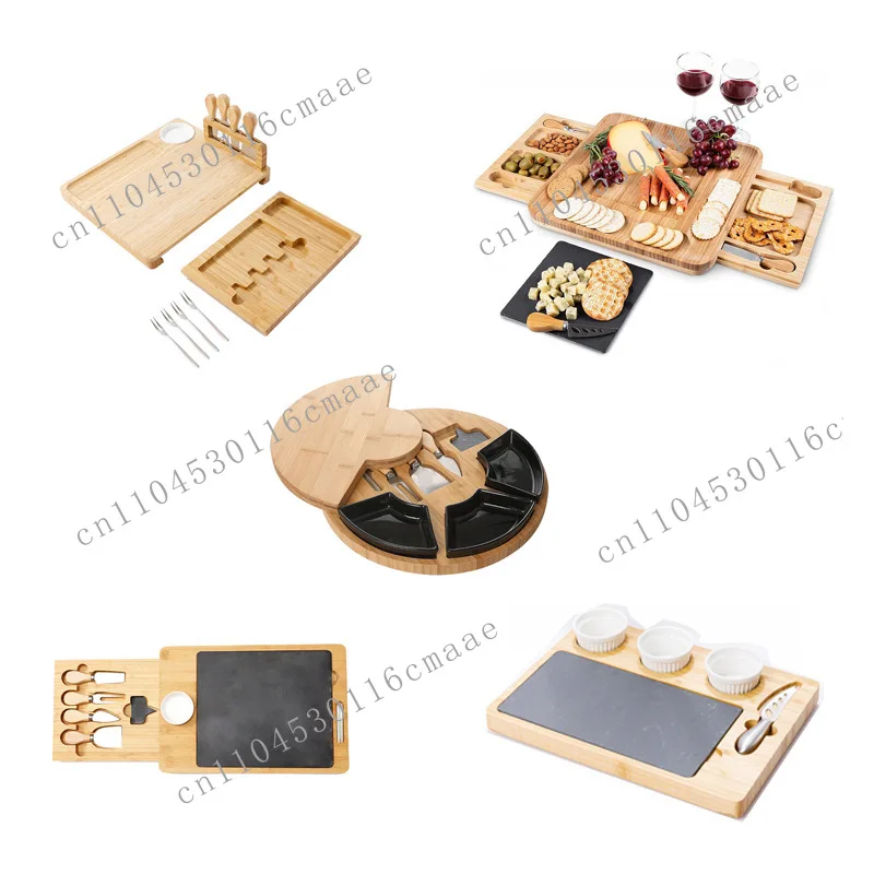 Cheese board cross-border hot sale with drawer tray knife set Bamboo cutting board spot household cheese cutting board set