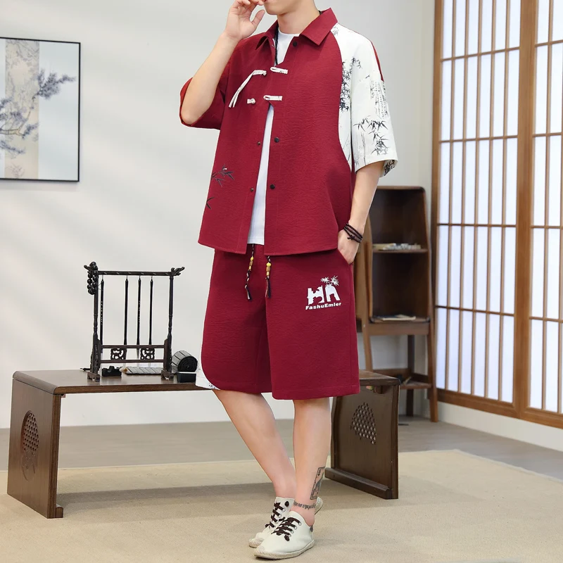 

Short Sleeves+Shorts 2026 New Summer Men'S High Quality Comfortable Breathable sets men Fashion Trend Loose Casual Cardigan Suit