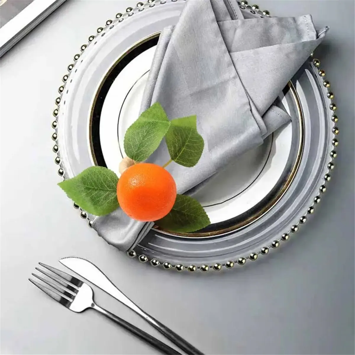 A20I Orange Napkin Ring Bohemian Tangerine Napkin Buckles for Rustic Wedding PartyDecor Fake Tangerine Rope Napkin Rings