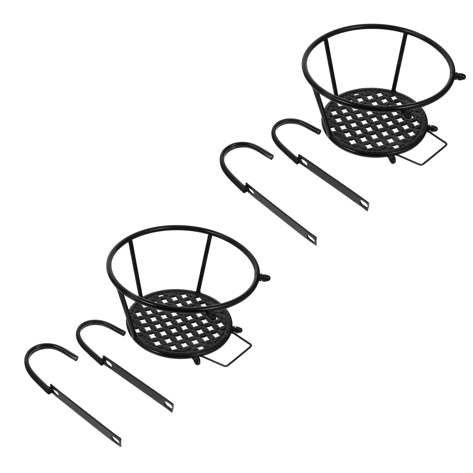

2pcs Balcony Stand Large Plant Pots Holder Black Rack Sturdy Iron Yard Garden Courtyard Display Potted Flower Stand Flower Pot