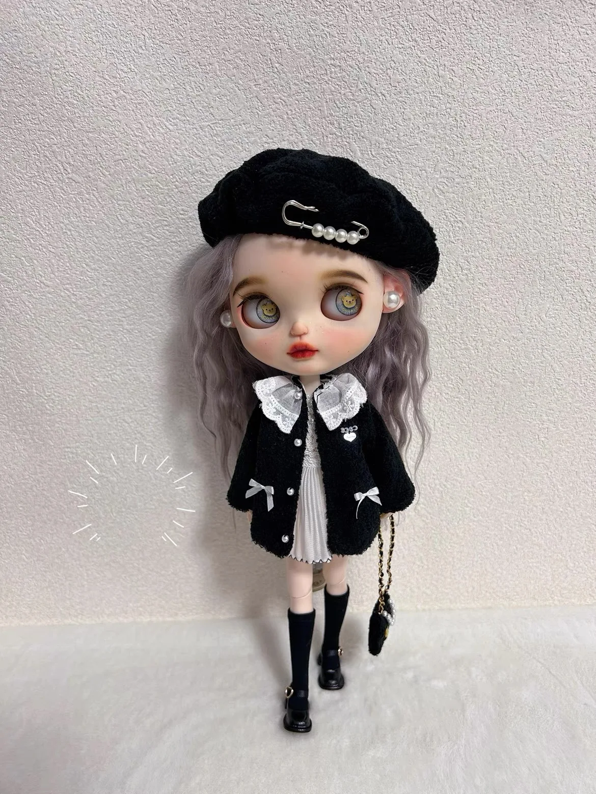 

ICY DBS Blyth Одежда для куклы Мода Маленький аромат Роскошная куртка + кружевное платье + берет Набор 19 суставов OB24 Azone Doll Повседневное платье