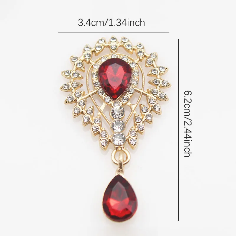 1Pc Summer New 34*62MM Flat Bottom Brooch Drops Acrylic Pendant Alloy Decoration Handmade Clothing Accessories