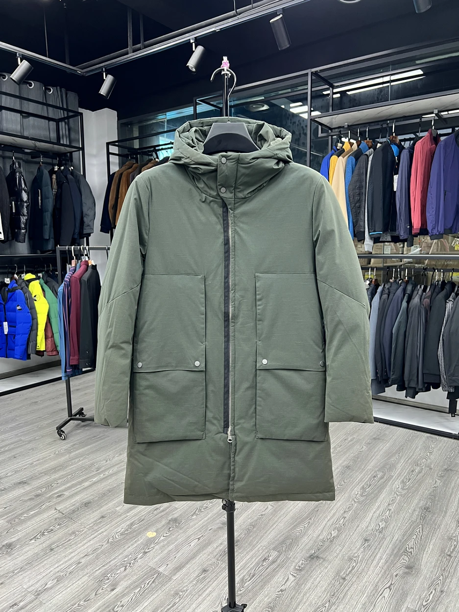 

Мужская повседневная утепленная куртка-пуховик с капюшоном, удлиненная, с принтом, для города, для отдыха, модная верхняя одежда