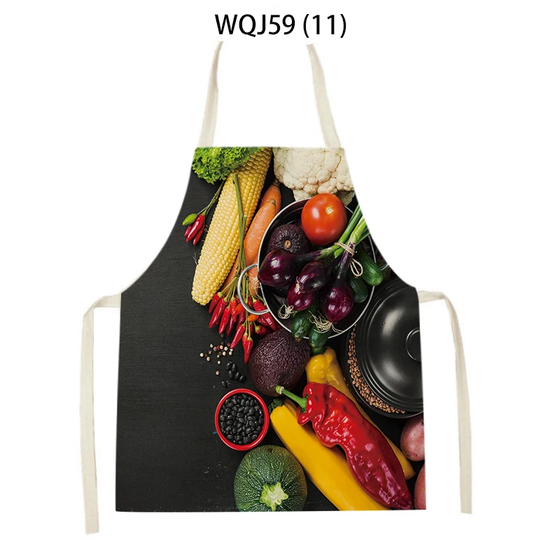 

Кухонный фартук с принтом овощей, фруктов и специй для женщин и мужчин, фартуки для уборки, вечерние аксессуары для приготовления пищи, выпечки, поясной нагрудник
