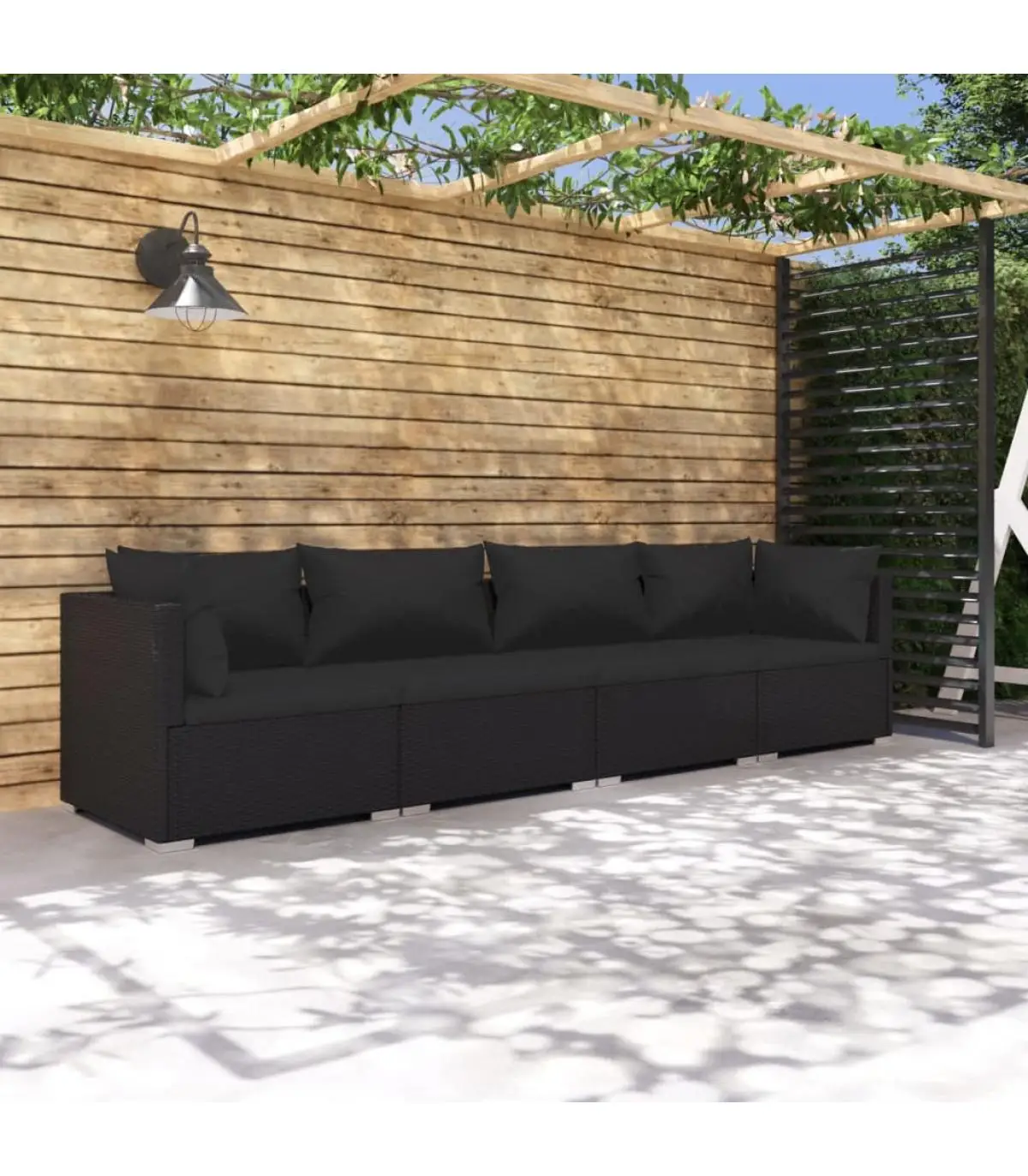 Garden sets garden furniture Set 4 PCs and black synthetic rattan cushions