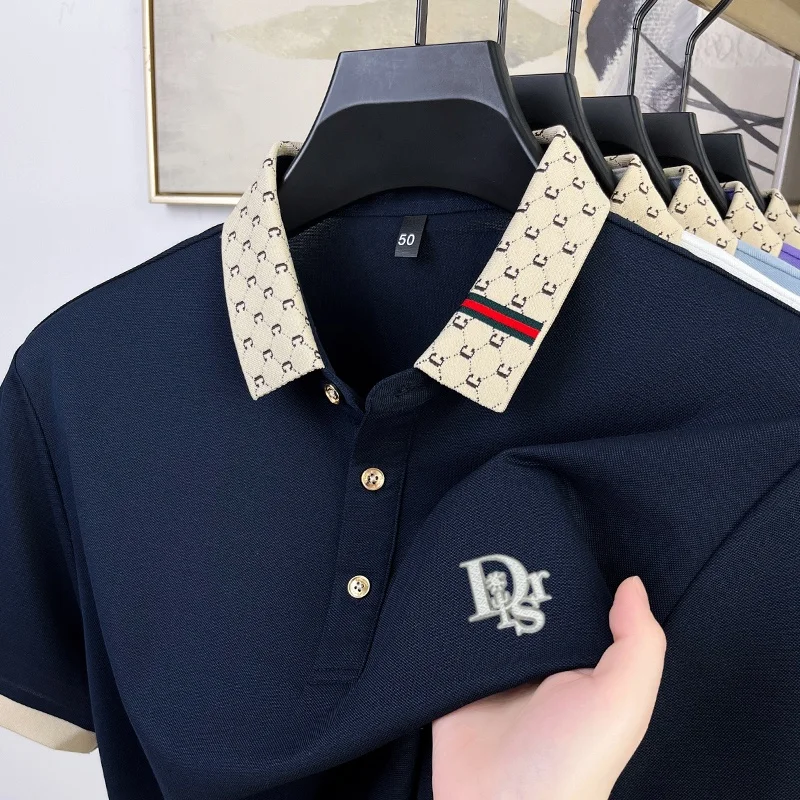

Summer new men's short sleeve high-end shirt fashionable hot selling DR letter badge polo shirt high-quality comfortable T-shirt