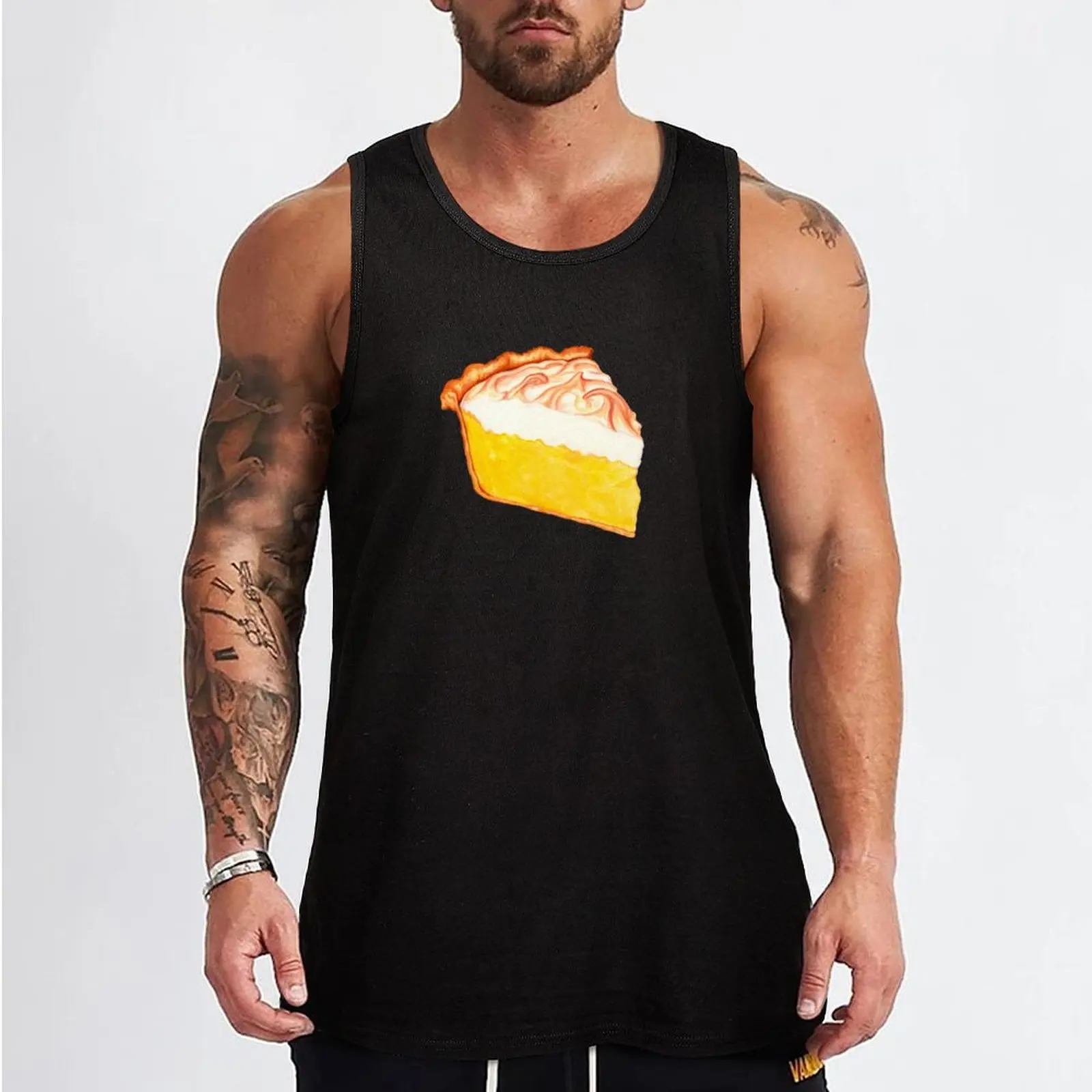 Lemon Meringue Pie Pattern Tank Top Men's summer t-shirt anime gym Sleeveless top plain t-shirt