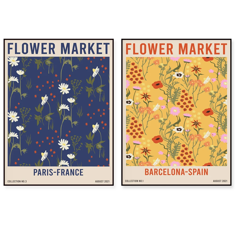 Matisse-Inspired Flower Market Art Prints Wall Decorations - Colorful Museum-Style Flower Wall Posters for Home Decor