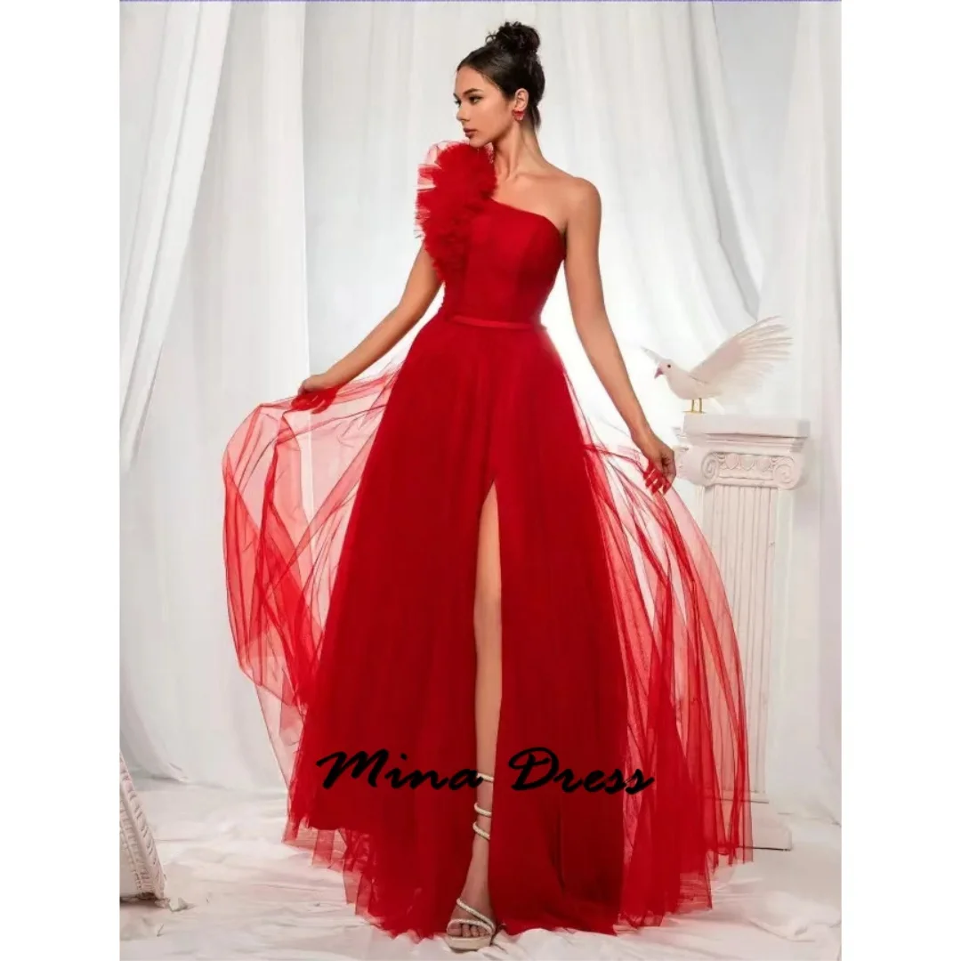 Mina Chiffon Elegant Evening Dress Woman Sleeveless Luxury Dresses Women 2024 Prom Oblique Shoulder Elegant and Noble Side Slits