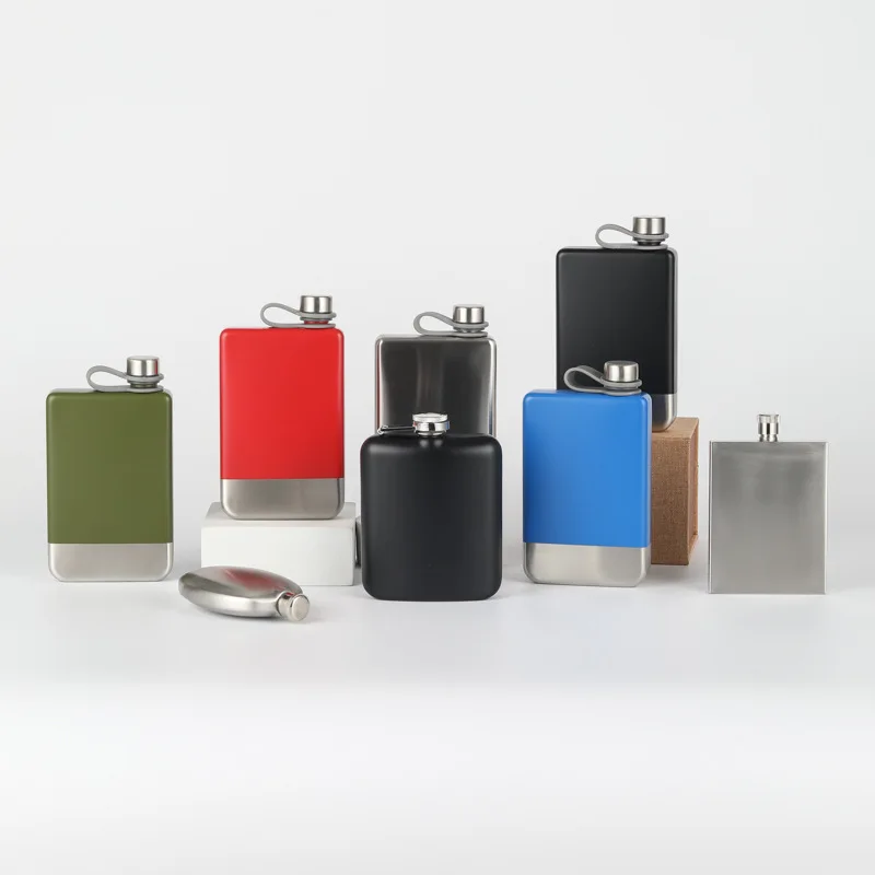 9oz Portable Pocket Hip Flask Outdoor Travel Stainless Steel Wine Bottle Flask Whiskey Wine Pot Metal Alcohol Flasks Men