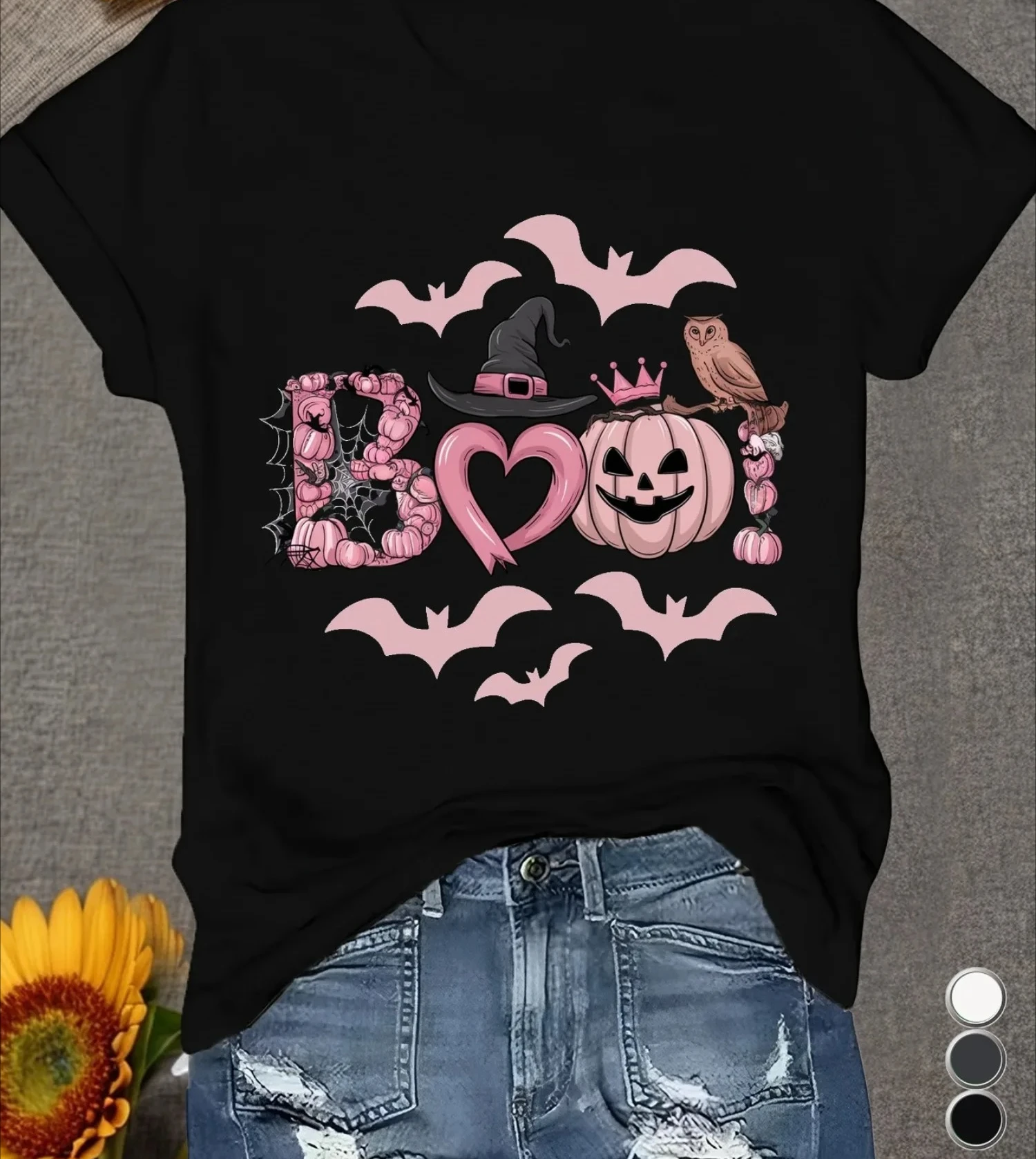 

Летняя футболка с графическим принтом на Хэллоуин, женский топ с коротким рукавом и круглым вырезом, повседневная летняя женская футболка, одежда