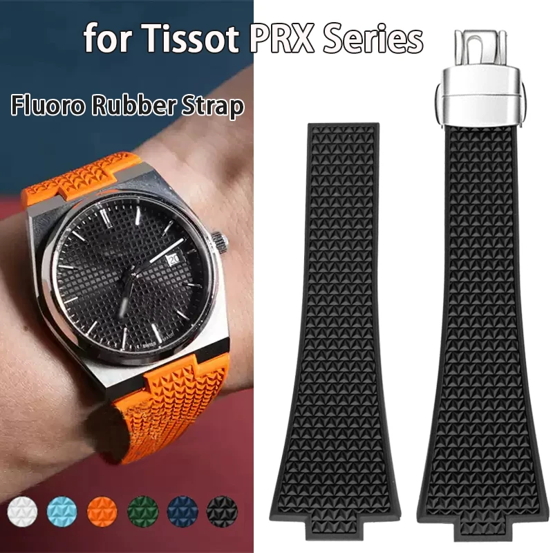 

Fluoro Rubber Strap for Tissot PRX Series Super Player 35mm 40mm Convex Men Women 11mm 12mm Quick Release Watch Accessories