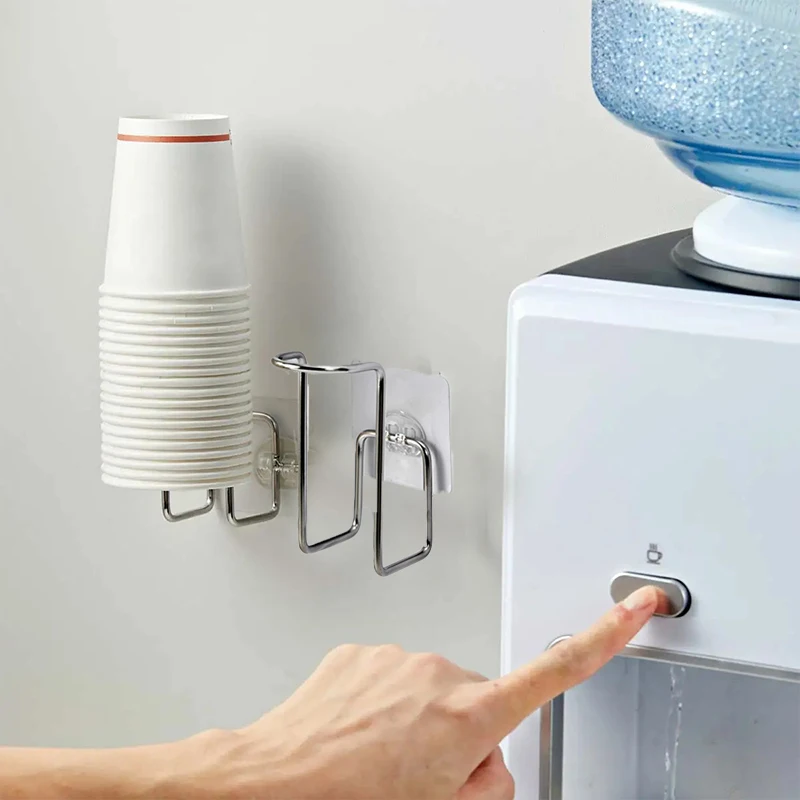 1/2PCS Wall Mounted Water Cup Storage Holder Disposable Water Cup Storage Rack Punch Free Kitchen Supplies Organizer
