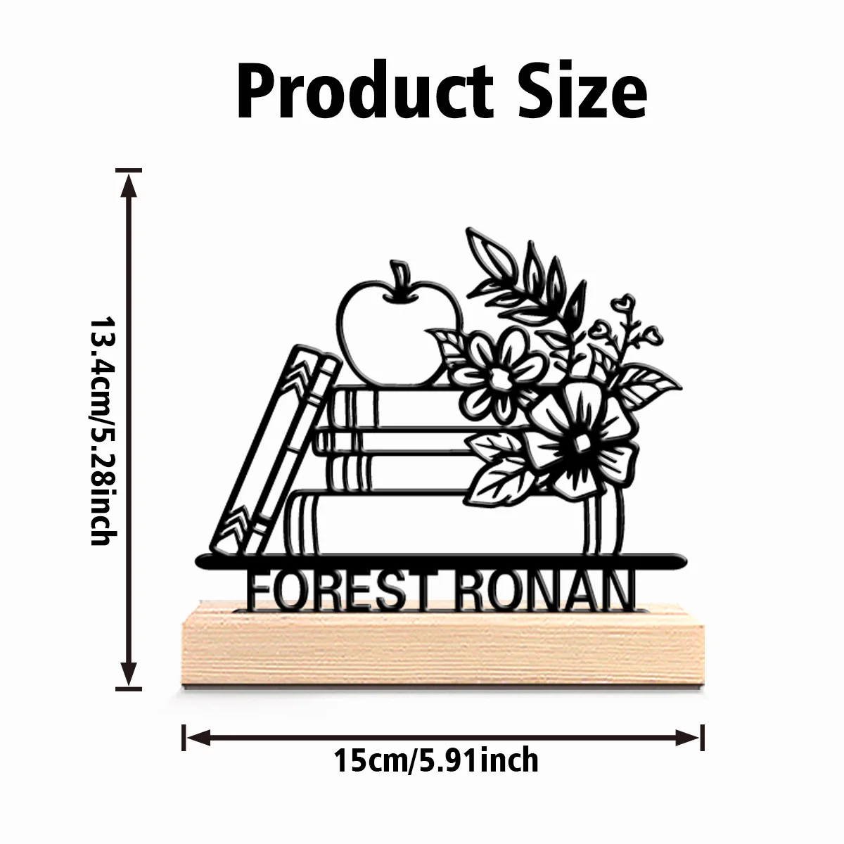 1 قطعة كتب مخصصة أنيقة شخصية تماثيل معدنية فن معدني مع قاعدة خشبية مثالية للمعلمين والخريف وهدايا عيد الشكر