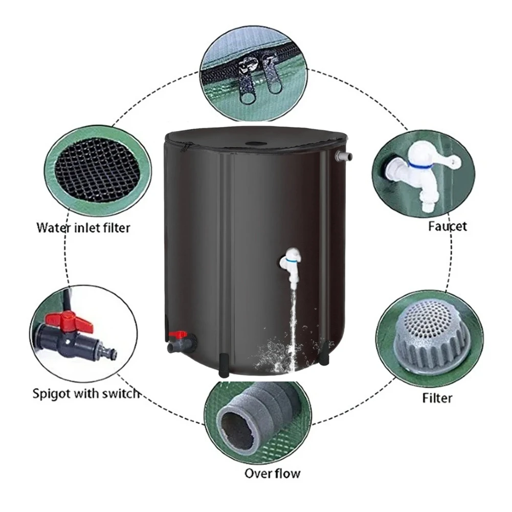 

200л резервуар для хранения дождевой воды, садовое ведро для орошения, складное, сбор дождевой воды Rainbarrel