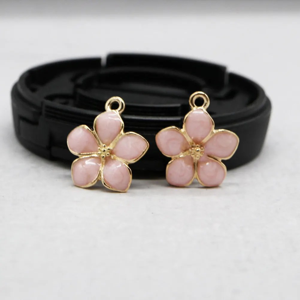 

50Pcs Enamel Camellia Flower Charms Mixed Colors High Quality Alloy Gold Plated Perfect for Jewelry Making DIY Craft