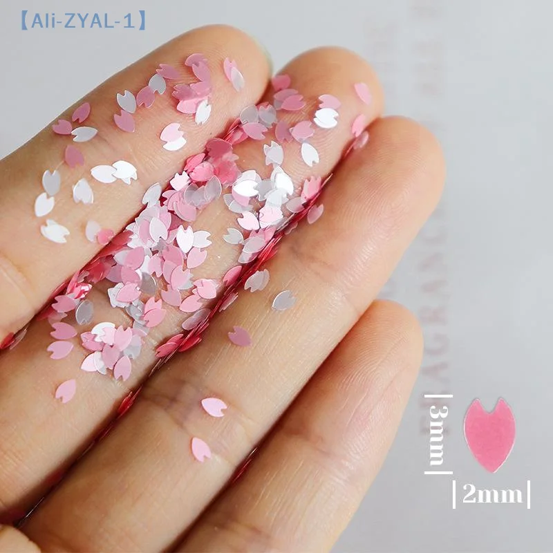 【ZYAL-1】6 rejillas de pétalos de flores brillantes, lentejuelas para uñas, flores de cerezo, pegatinas con purpurina, decoración holográfica de primavera, decoración de escamas