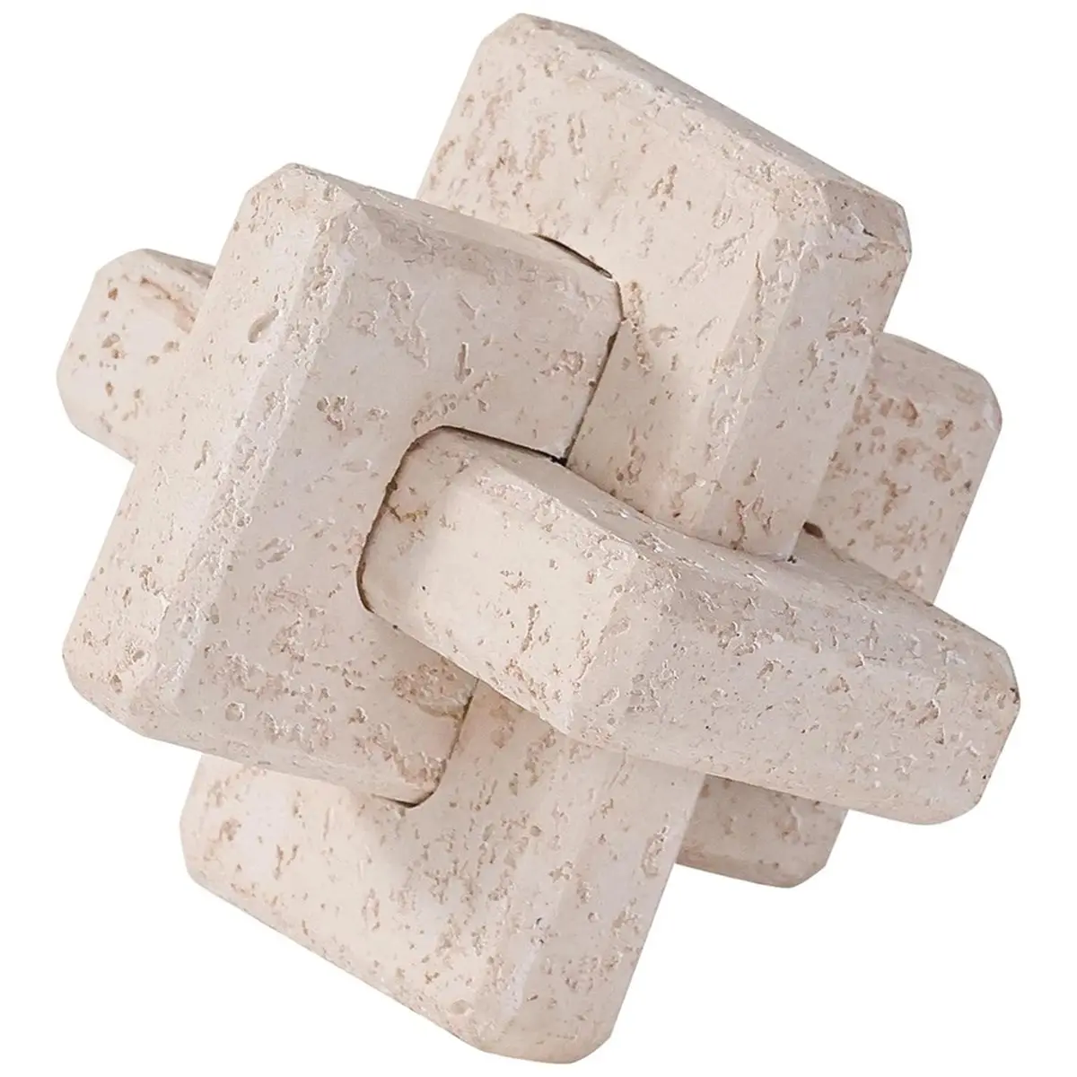 AA14 3-Link Knot Travertine Decor, Coffee Table Decor, Book Shelf Entry Table Decoration,Interlocking Cube Ornament