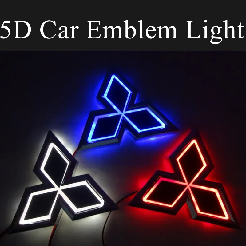 5D Car LED Light Front Emblem Rear Trunk Decoration for Mitsubishi ASX Lancer Ralliart Outlander Pajero Mirage Galant Eclipse