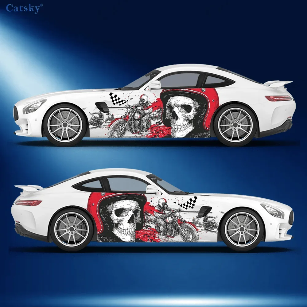

Red Helmet Rider Skull Car Side Sticker Decoration, PVC Waterproof Scratch Resistant Decal,Car Protection, Auto Accessories Gift