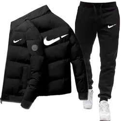 Winter Casual Men's Sports Set 2-piece Set Letter Printed Fashion Brand Jacket+Sports Pants 2-piece Set 2024