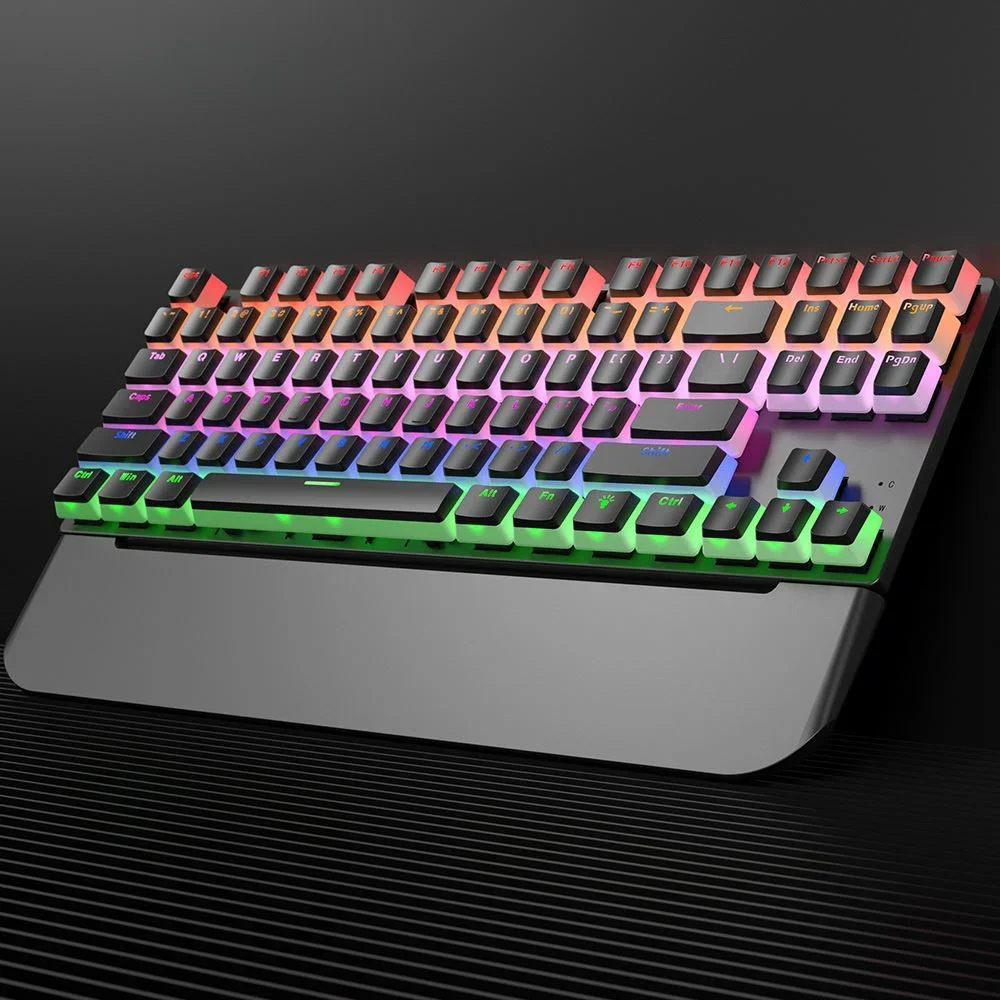 

'Metal TKL Layout Tenkeyless Keyboard With Pudding Style Keycaps Gaming Mechanical Keyboard