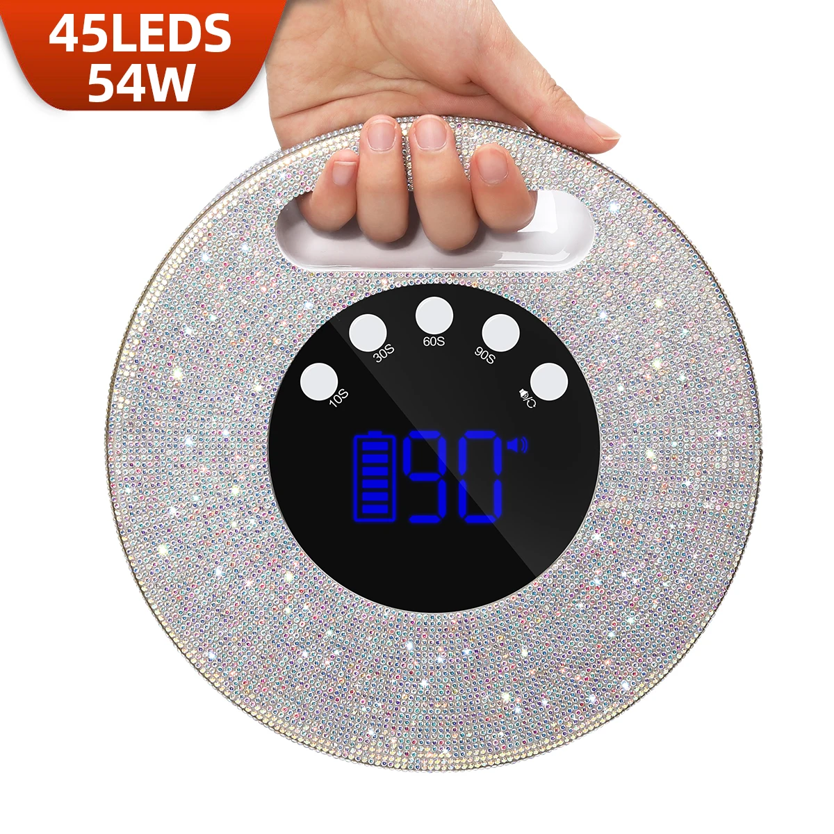 

45LEDS Перезаряжаемая УФ-светодиодная лампа для ногтей Беспроводная сушилка для ногтей с 4 настройками таймера и интеллектуальным датчиком для дома и салона для сушки геля