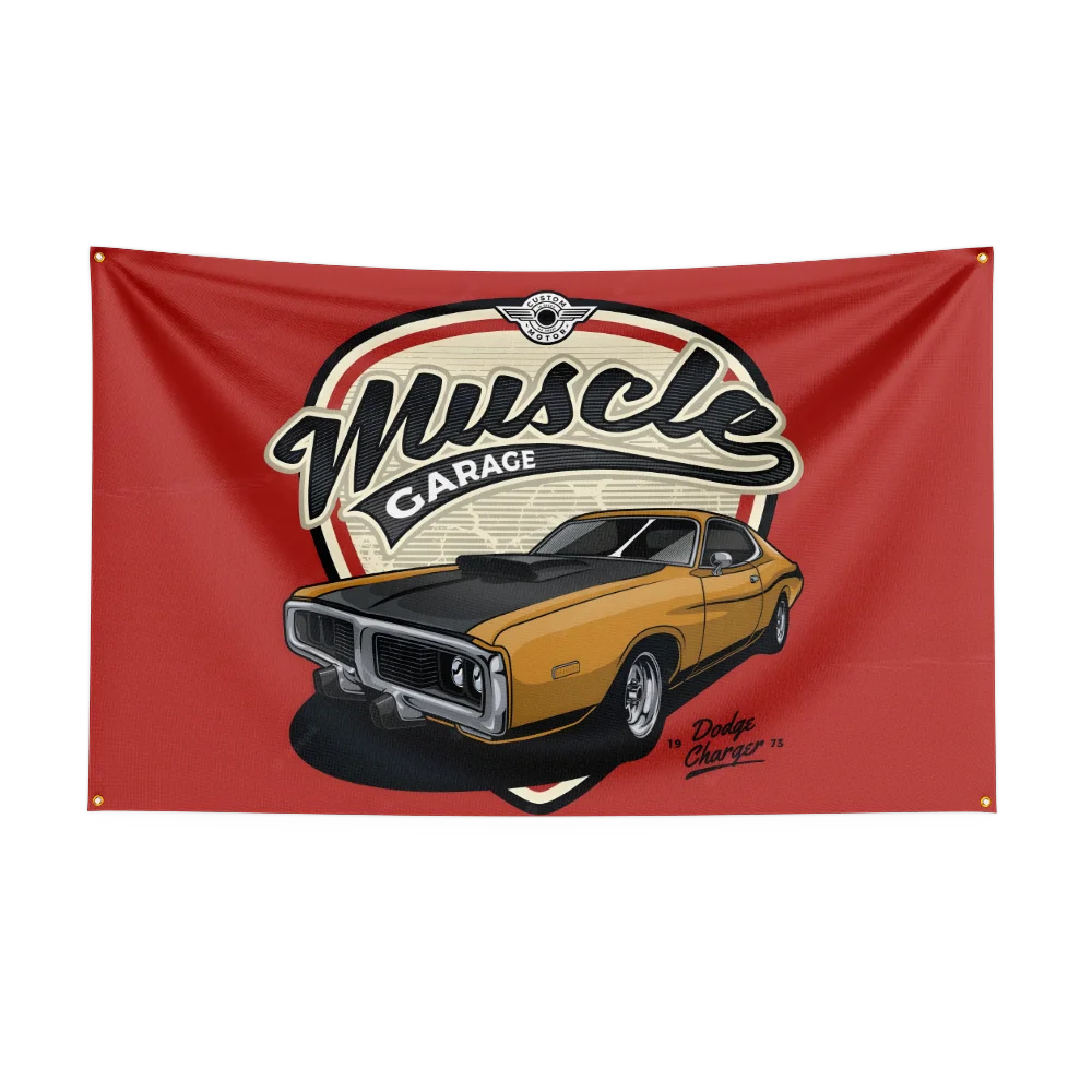 90*150CM Retro American Muscle Racing Car Flag Polyester Printed Decoration Banner Tapestry