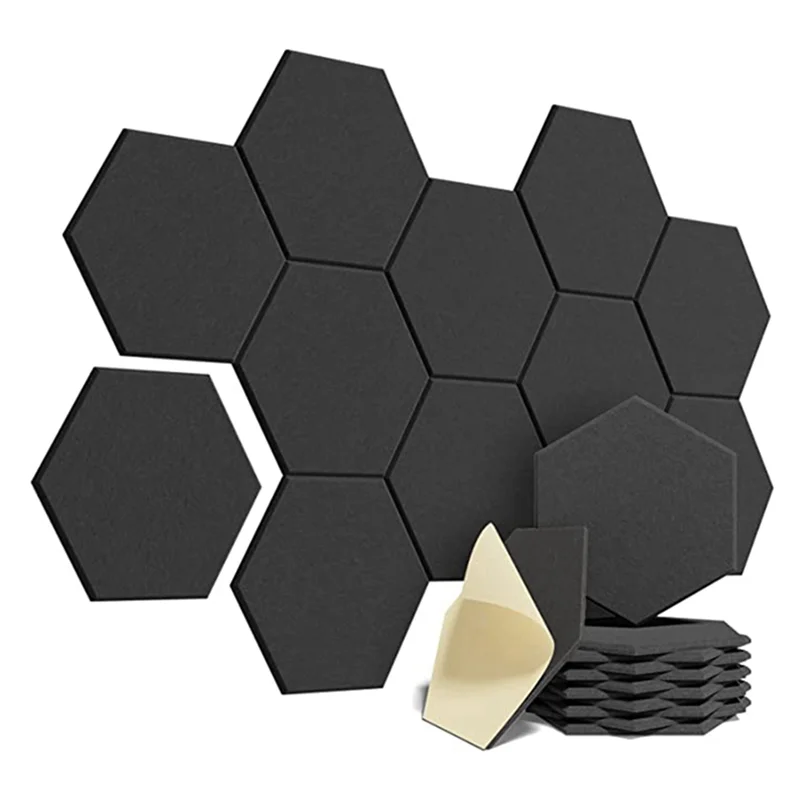 12-Piece Self-Adhesive Acoustic Foam Panel, Acoustic Panel, Hexagonal Wall Panel, for Wall Sound Absorption