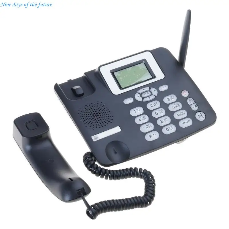 Portable GSMs Desktop Telephone, Card Wireless Fixed Phone with Antennas Radio Alarm for Home Office E65A