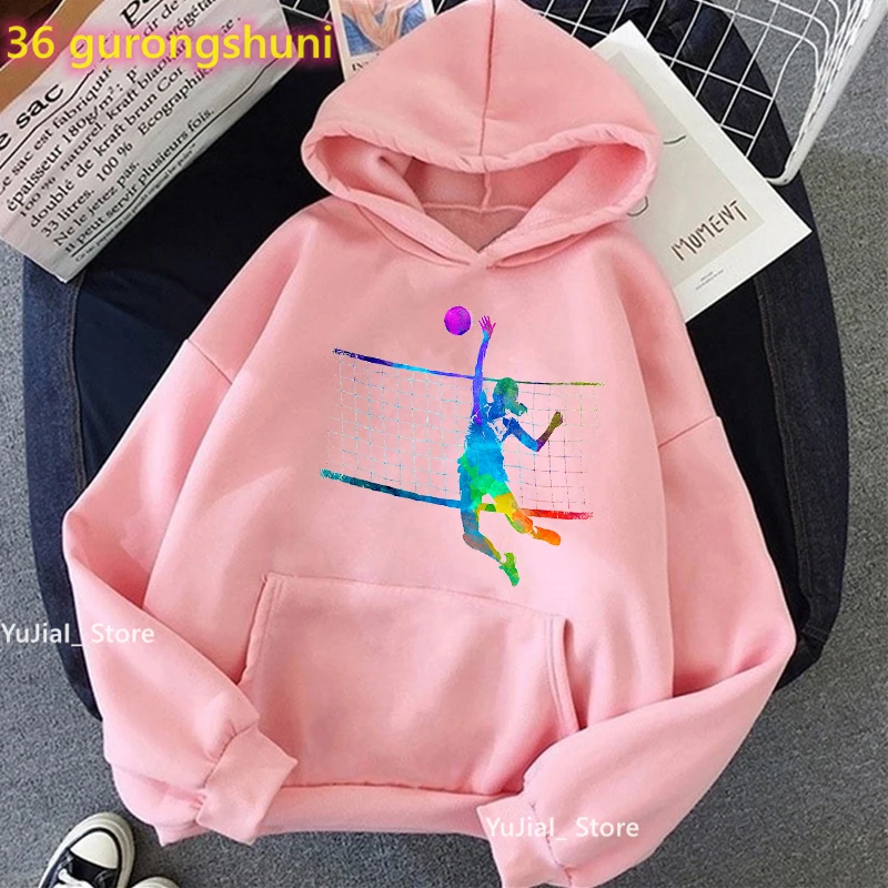 

2022 Hot Sale Watercolor Volleyball Girls Print Hoody Women Love Sports Boll Sweatshirt Femme Harajuku Kawaii Clothes Coat