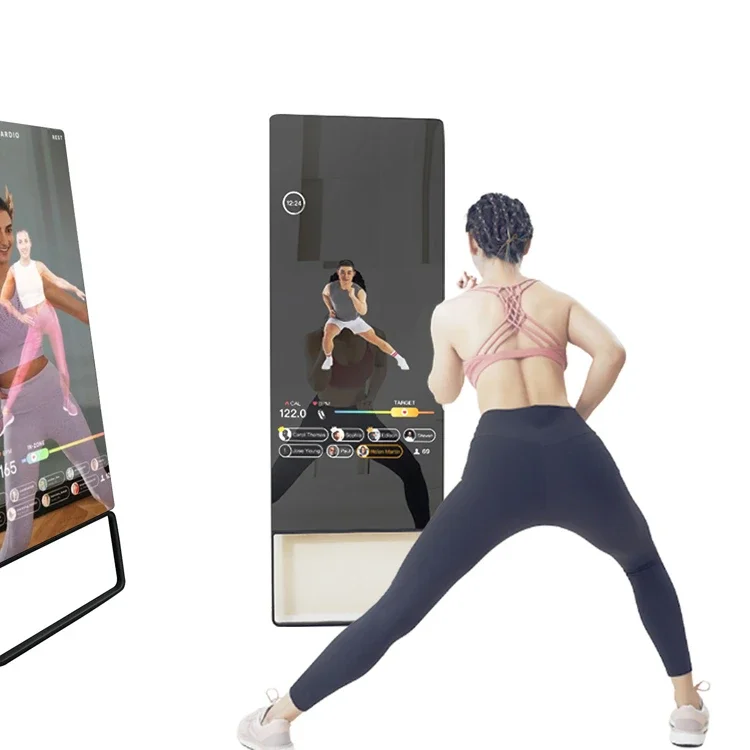 43 Inch Standing Magic Fitness Mirror Interactive Advertising Player Smart Lcd Touch Screen Android Smart Mirror With Camera