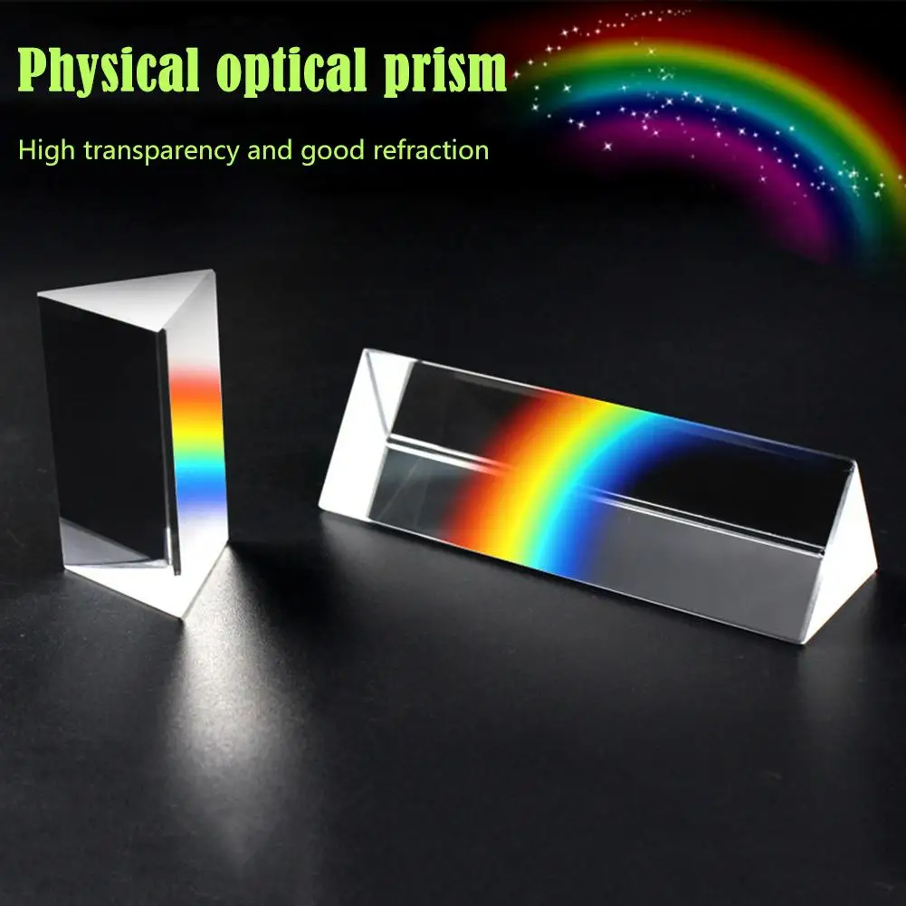 25x25x80mm Triangular Prism Optical Prisms Glass Physics Teaching Refracted Light Children Present Students Supplies