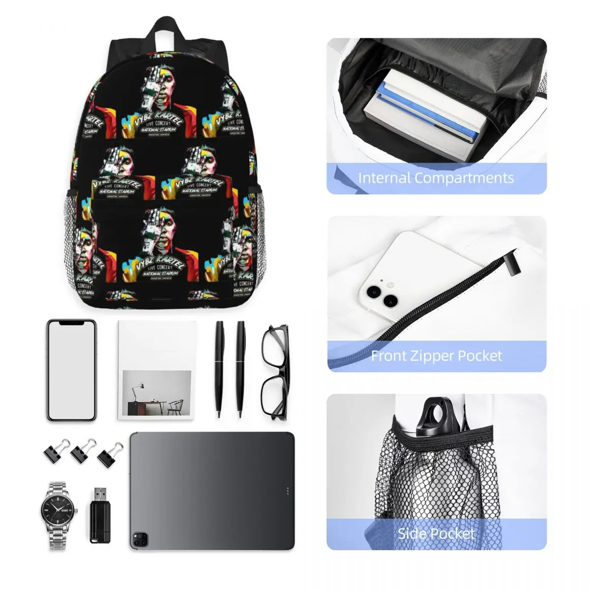 A Di Teecha Aka Vybz Kartel Aka World Boss Backpack Hot Sale Daypack Large Capacity Boys Girls BookBag Shoulder Bags School Bag