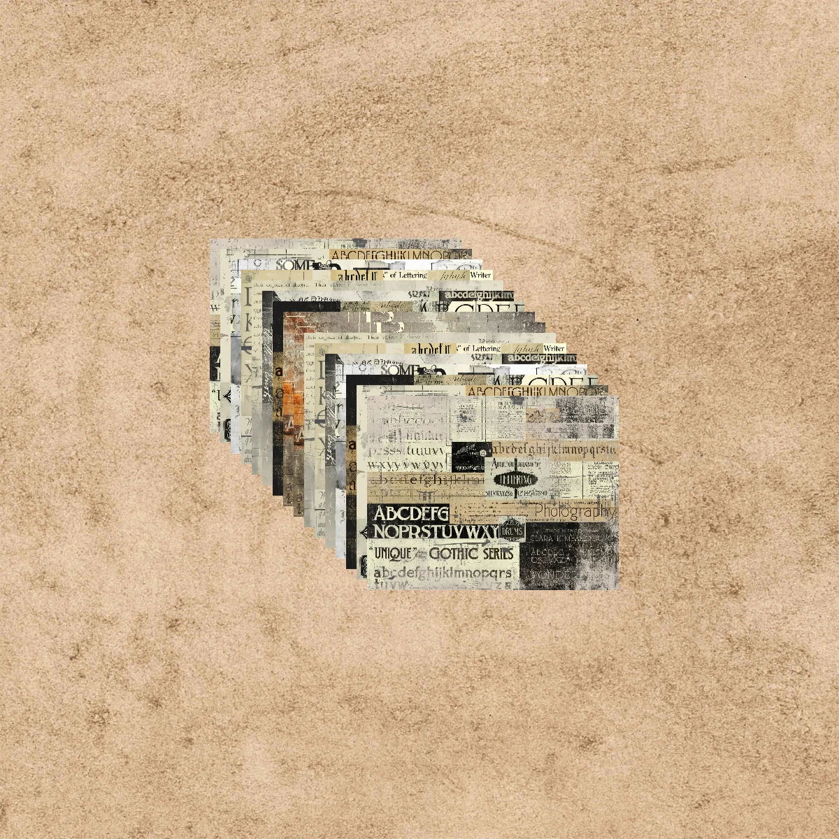 16 ورقة مقاس A5 الحروف الإنجليزية الرجعية والصحف والإيصالات خلفية مجلة الجرونج خمر التخطيط سكرابوكينغ #4