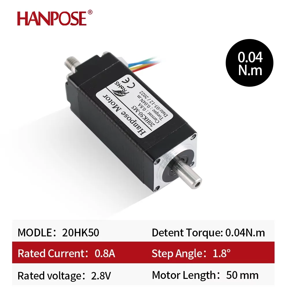 Nema8 Stepper Motor 20HK50-M5 0.8A 0.04N.M Hollow Shaft Stepper Motor 2 Phase 4 Leads Thru Motor For 3D Printer Parts