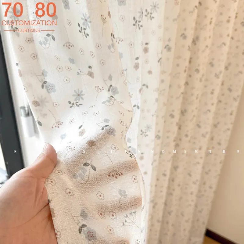 French Style New Cartoon Printed Cotton Linen Children's Room Window Screen Curtains for Living Room Bedroom Partition Curtains
