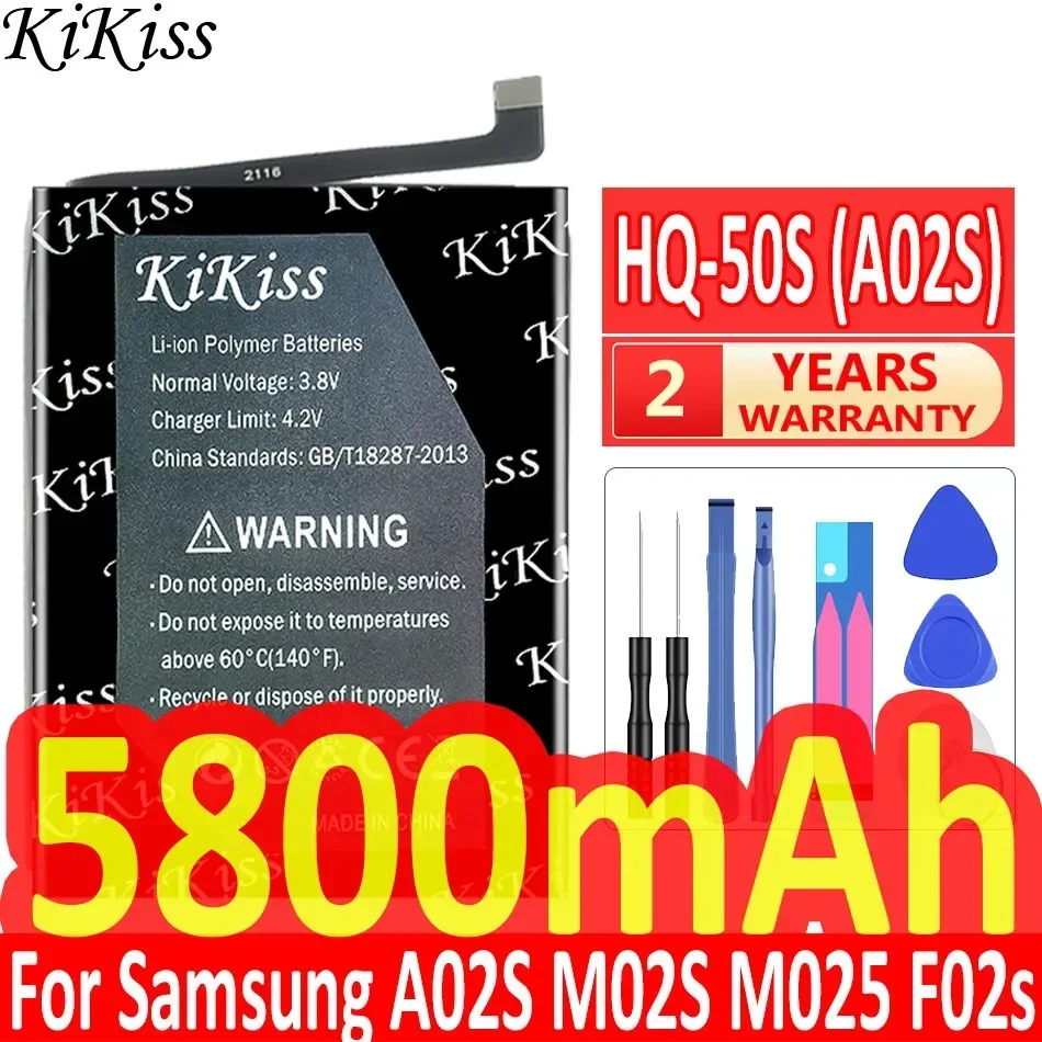 KiKiss Phone Battery for Samsung A02S M02S M025 F02s A03 A03S HQ-50S (A02S) HQ-50SD (A03) 5800mAh + Track NO.