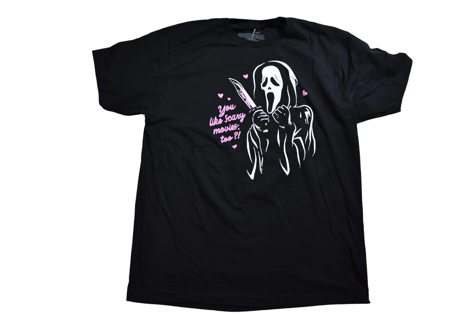 Ghost Face Mens Ghostface You Like Scary Movies Too? Black Tee Shirt New XS, XL