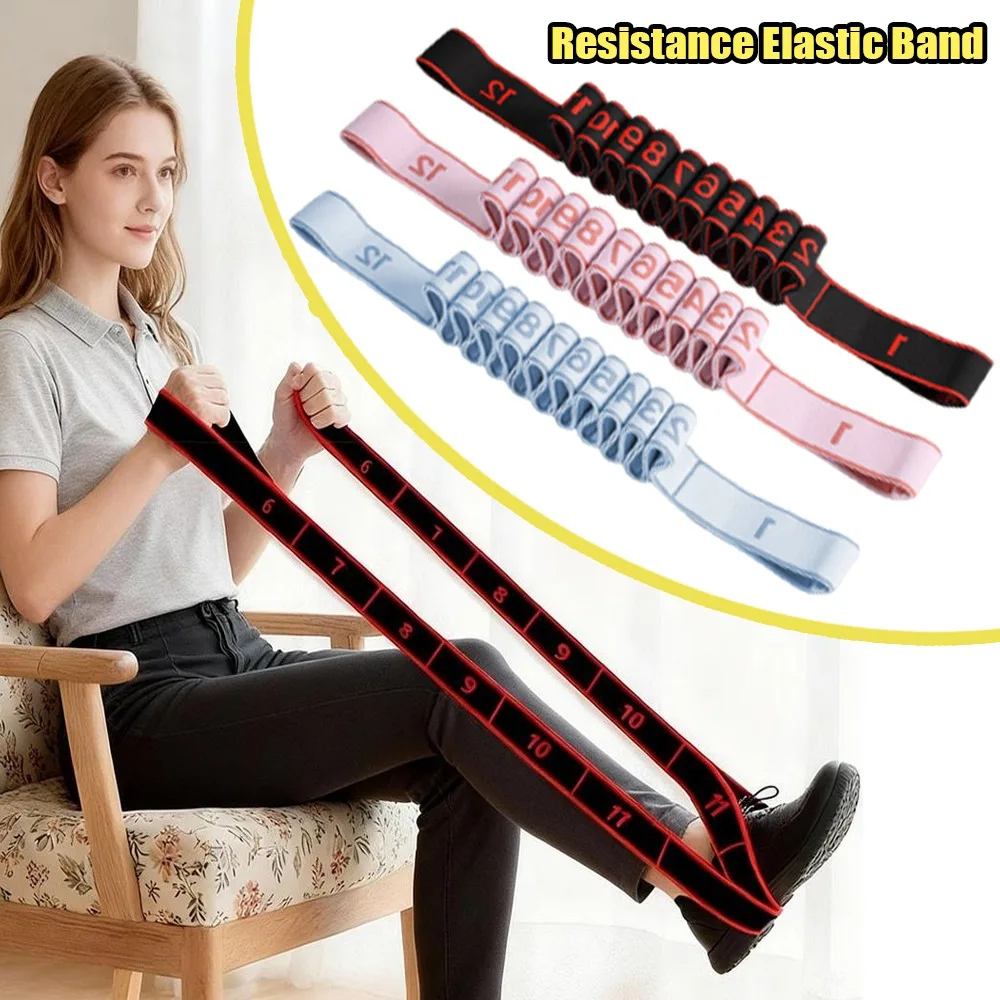 Yoga Pilates Resistance Bands Numbered Fabric Non Slip Elastic Workout Bands With Loops For Physical Therapy For Men Women