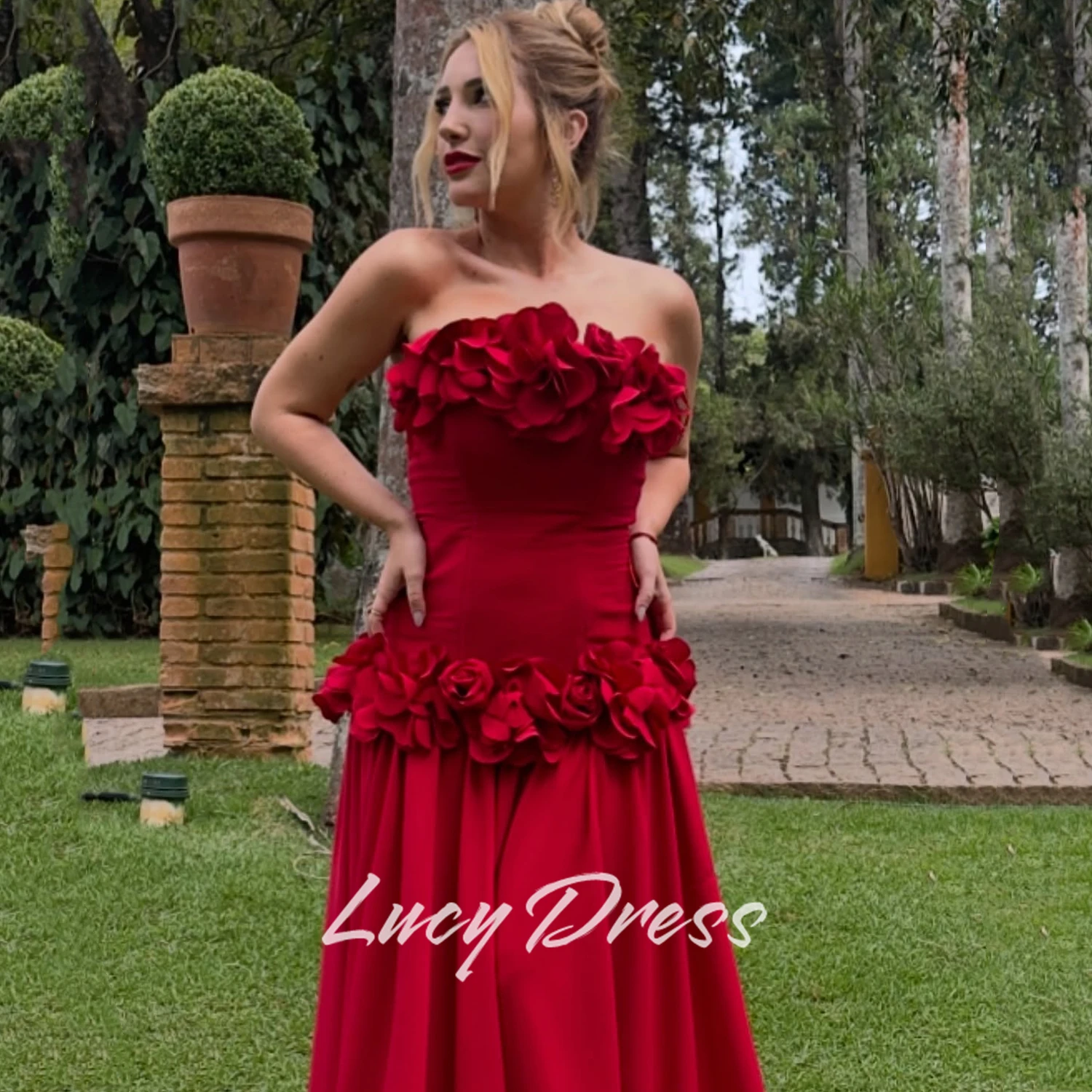 Lucy spersonalizowana suknie balowe luksusowa suknia wieczorowa sukienka damska na przyjęcie dla ślubna dekoracja z kwiatów sukienki sukienki koktajlowe