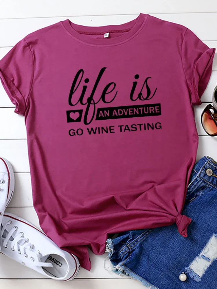 Life Is Anventure Letter Print Women T Shirt Short Sleeve O Neck Loose Women Tshirt Ladies Tee Shirt Tops Camisetas Mujer