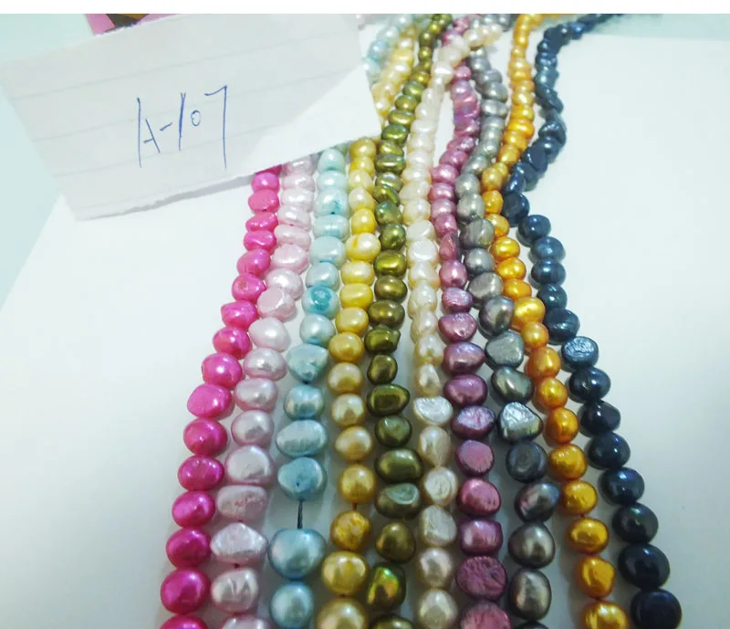 A-107#  10PCS Mixed Colors7-8mm Baroque Potato Natural Freshwater Pearl Loose Beads 15